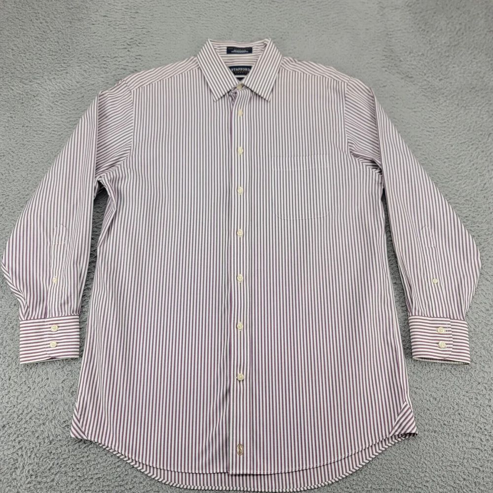 Stafford Shirt Mens 15 1/2 32-33 White purple Striped The Executive Long Sleeve